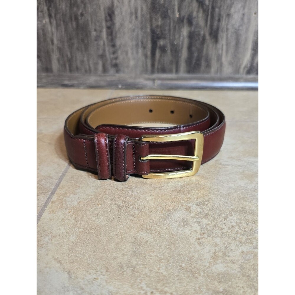 Allen Edmonds Chili Leather Belt with Brass Buckle 42